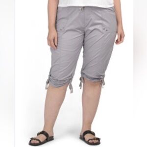 DASH‎ Gray Stretch Poplin Emma Utility Capri Pants Womens Size 2X (1440)
